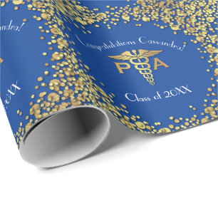Assistent des Arztes PA Abschluss Blau Gold Geschenkpapier