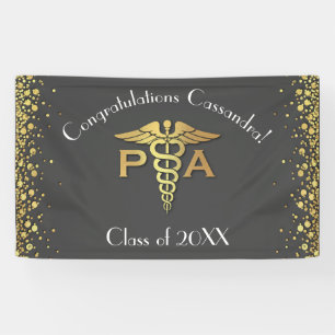 Assistent des Arztes PA-Abschluss Grau Gold Banner