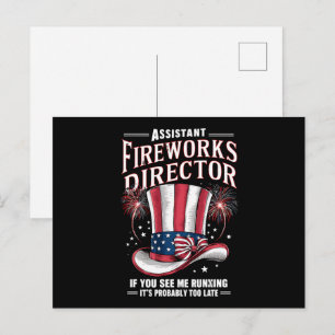 Assistent des Feuerwerksdirektors USA 4. Juli Postkarte