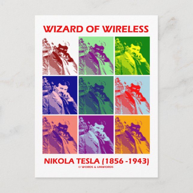 Assistent von Wireless (Nikola Tesla, neun Bilder) Postkarte (Vorderseite)