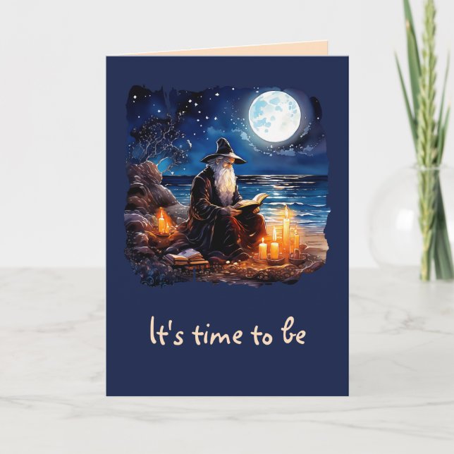 Assistent zum Lesen eines Buches - Wicca Halloween Karte (Vorderseite)