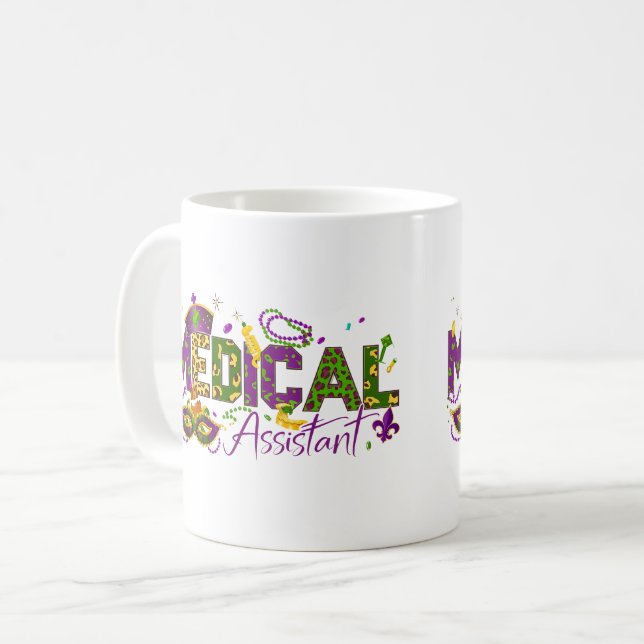 Assistenzärztin - Mardi Gras Kaffeetasse (Vorderseite Links)