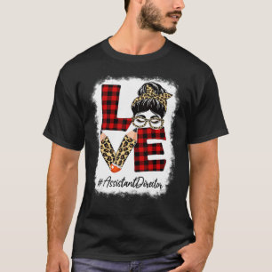 Assistenzdirektorin Liebe Messy Bun Leopard zurück T-Shirt