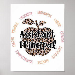 Assistenzkraft Leopard Apple Job Title School Poster