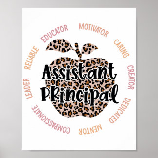 Assistenzkraft Leopard Apple Job Title School Poster