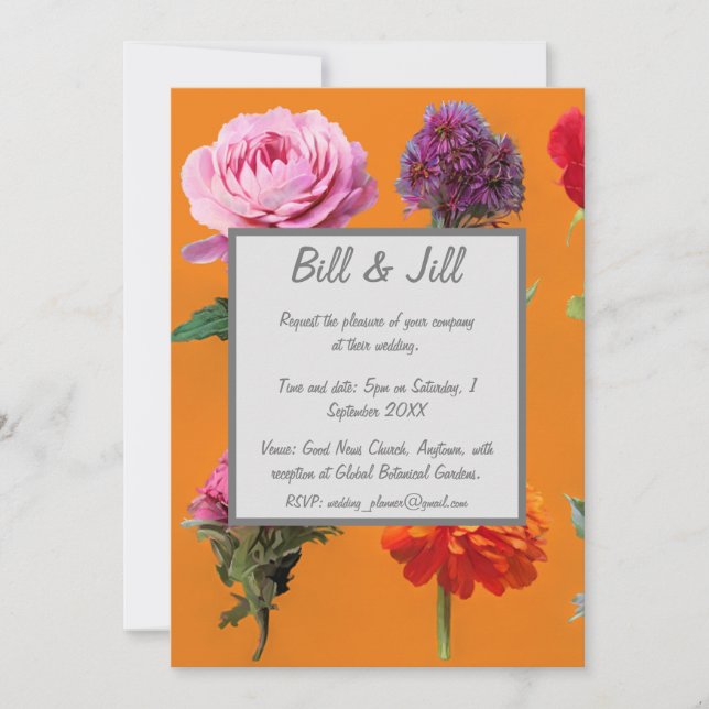 Assorted Blume Daisy Wedding Einladung (Vorderseite)
