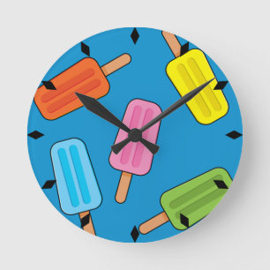 Assorted Colorful Popsicles Pattern Runde Wanduhr