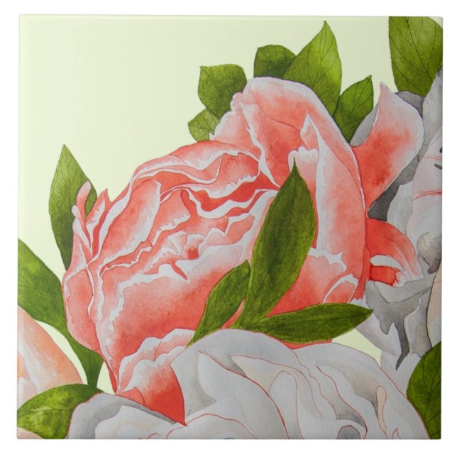 Assorted Peonies on a Ceramic Tile (B) Fliese (Vorderseite)