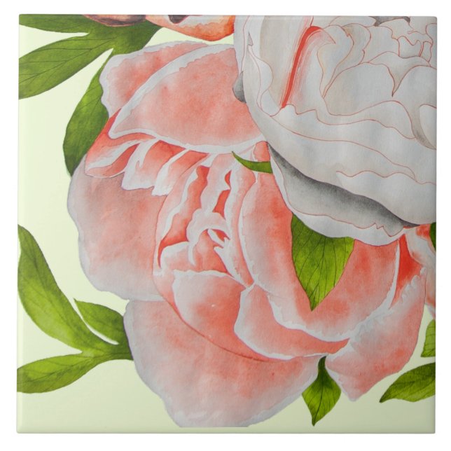 Assorted Peonies on a Ceramic Tile (C) Fliese (Vorderseite)