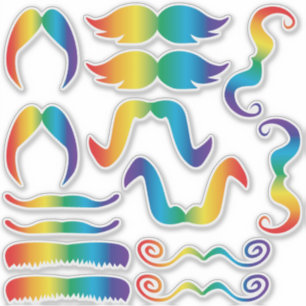 Assorted Rainbow Mustache Aufkleber