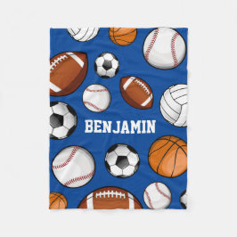 Assorted Sports Player Individuelle Name Blau Fleecedecke