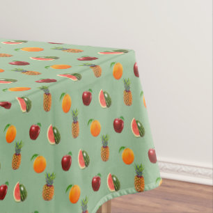 Assortierte Früchte auf Lorbeergrün Tischdecke