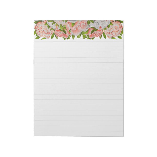 Assortierte Peonies auf einem großen Notepad Notizblock (Rotiert)