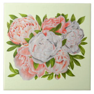 Assortierte Peonies auf einer Keramik Fliese