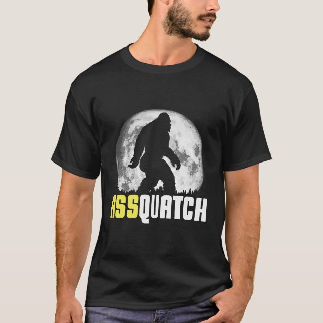 Assquatch Big Hintern Bigfoot Night T-Shirt (Vorderseite)