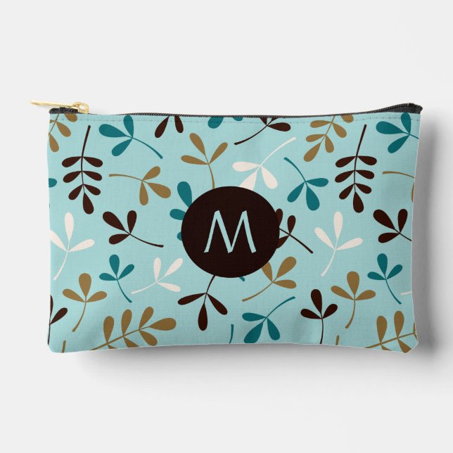 Asstd Blätter Teals Crm Gld Brwn Ptn (Personalisie Zubehörtasche (Vorderseite)