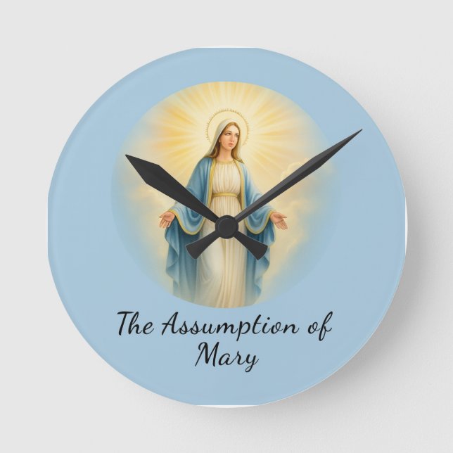 Assumption of Mary Catholic Saint  Runde Wanduhr (Vorderseite)