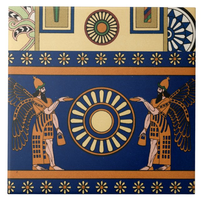 Assyrian Deity Called an Apkallu or Winged Genius Fliese (Vorderseite)