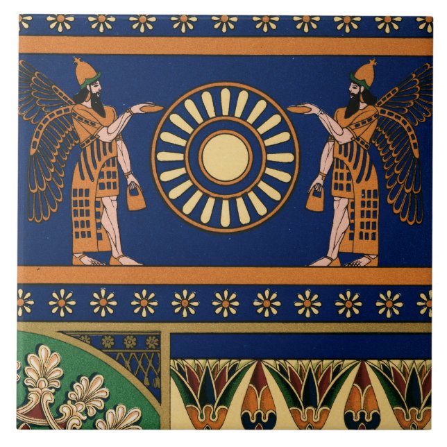 Assyrian Deity Called an Apkallu or Winged Genius Fliese (Vorderseite)