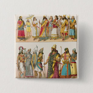 Assyrian Kleid, von "Trachten der Voelker", 1864 Button