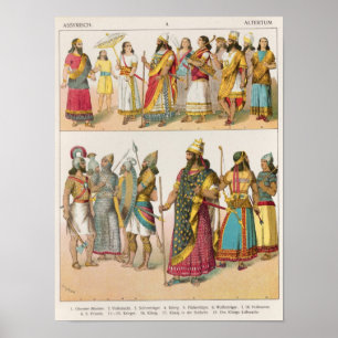 Assyrian Kleid, von "Trachten der Voelker", 1864 Poster