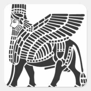 Assyrian Lamassu Quadratischer Aufkleber