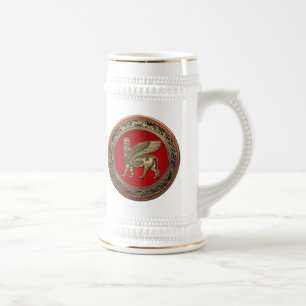 Assyrian Winged Bull - Gold Lamassu Bierglas