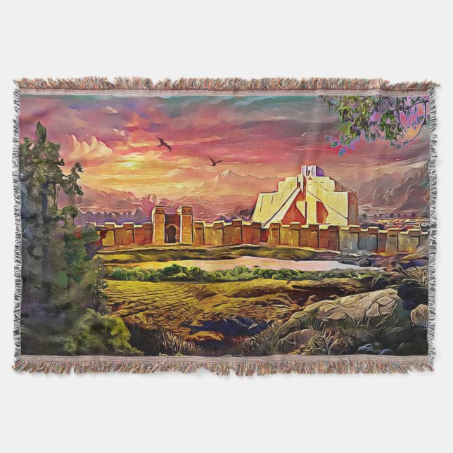 Assyrian ziggurat Cotton Throw Blanket Decke (Vorderseite)