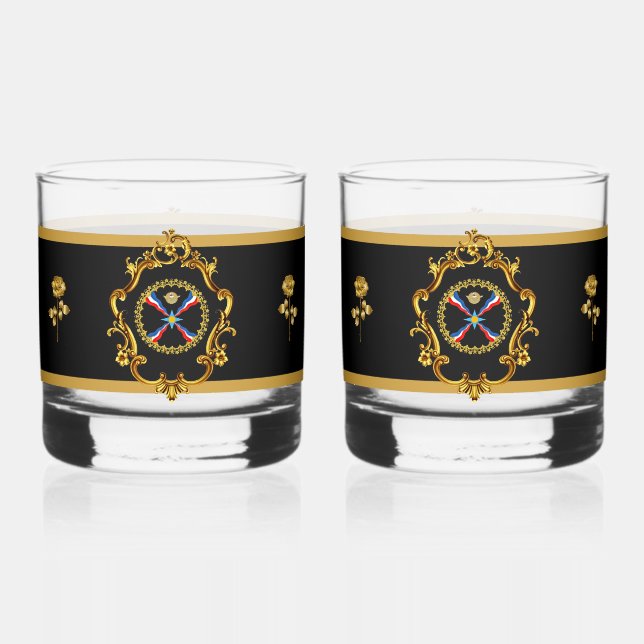 Assyrianische Flag-Trinkbehälter-Set Whiskyglas (Vorderseite)
