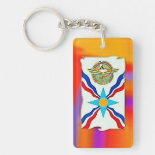 Assyrianische Flagge Akryllischer Schlüsselanhänge Schlüsselanhänger