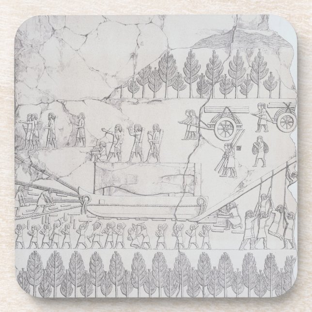 Assyrians, die bewegen einen Winged Stier auf Untersetzer (Vorderseite)