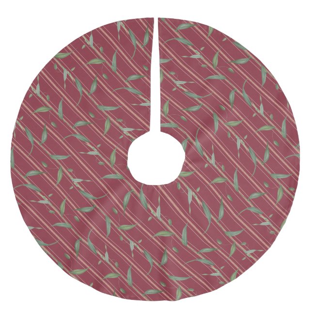 Ast mit Blättern Polyester Weihnachtsbaumdecke (Vorderseite)