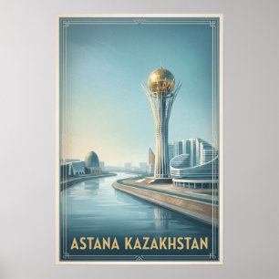 Astana Kasachstan Vintage Retro Reise Poster