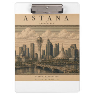 Astana   Vintage Travel City Design Klemmbrett