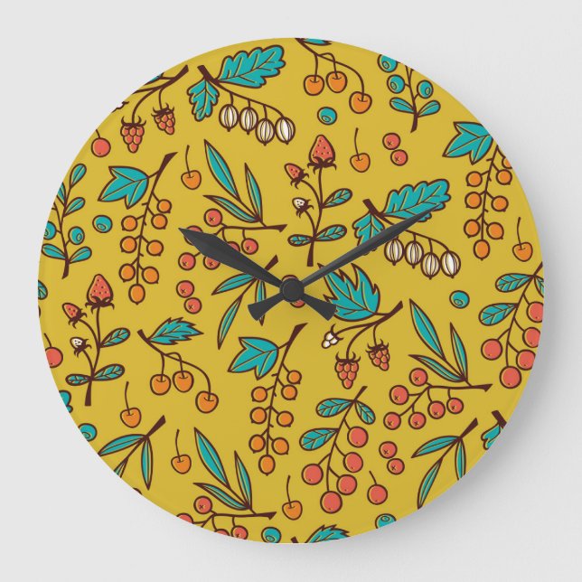 Äste, nahtlose Natur. Große Wanduhr (Vorderseite)