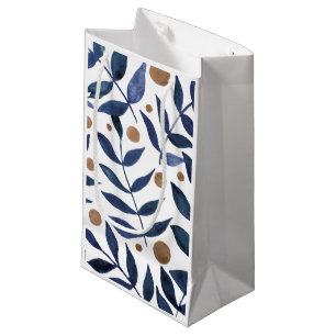 Äste und Beeren mit Aquarellfarben - Indigo und Be Kleine Geschenktüte