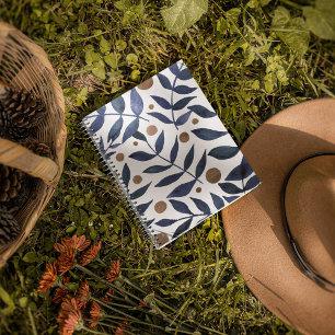 Äste und Beeren mit Aquarellfarben - Indigo und Be Notizbuch