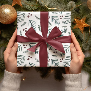 Äste und Beeren von Weihnachtsbaumen - aquamarin Geschenkpapier Set