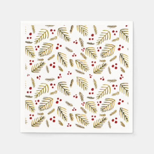 Äste und Beeren von Weihnachtsbaumen - Bernstein Serviette