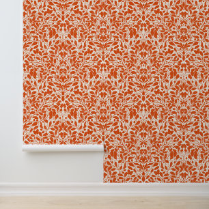 Äste und Blätter aus Eichen, Damastmuster im Dunke Tapete