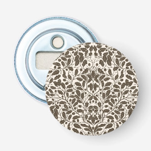 Äste und Blätter aus Eichen, Damastmuster in braun Flaschenöffner