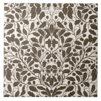 Äste und Blätter aus Eichen, Damastmuster in braun