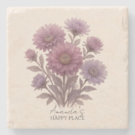 Aster-Blumen-Untersetzer, Personalisierte Blumen  Steinuntersetzer