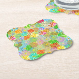 Aster & Cone Blume & tropische Blätter Aquarell Untersetzer