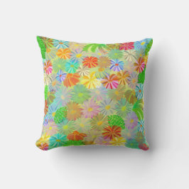 ASTER & CONE BLUME & TROPISCHE BLÄTTER WASSERFARBE KISSEN