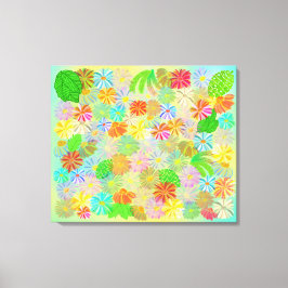 ASTER & CONE BLUME & TROPISCHE BLÄTTER WASSERFARBE LEINWANDDRUCK