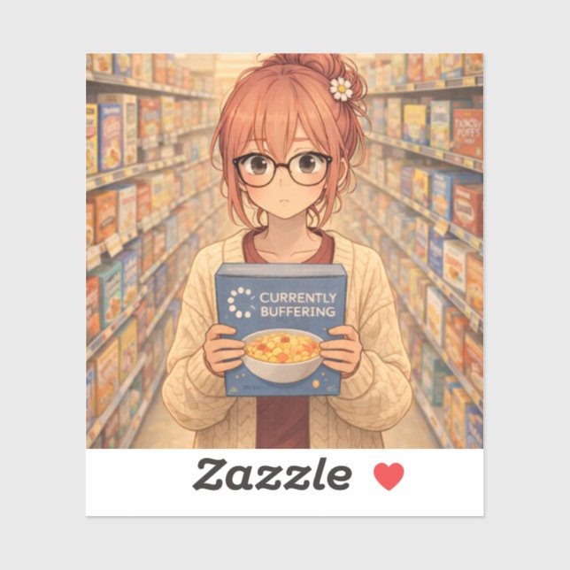 Aster™ Currently Buffering Die-Cut Sticker Cute Ae (Blatt)