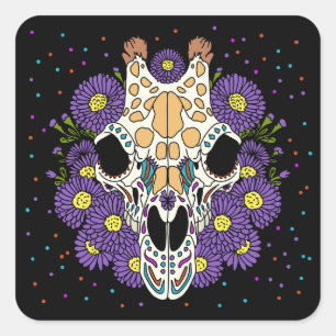 Aster & Giraffe Skull vom September Quadratischer Aufkleber