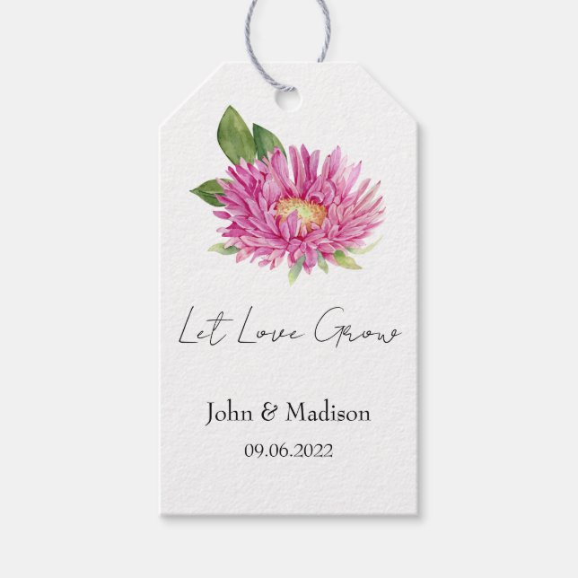 Aster | Lass Liebe Hochzeitssamen wachsen  Geschenkanhänger (Vorderseite)