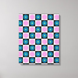 Aster Pink Blue Floral Abstrakt Leinwanddruck
